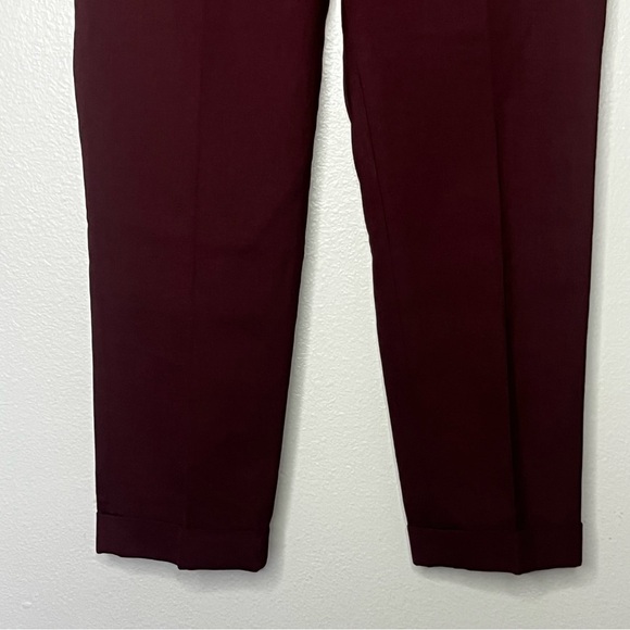 Reiss Straight Leg Cuff Ankle Crop Trouser Pant Women 8 Plum Wool Blend Career - Picture 3 of 9